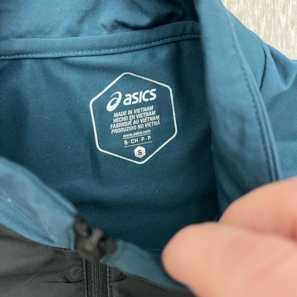 ASICS Men’s Quarter Zip Running Jacket Pullover Black Blue Athletic - Picture 5 of 6